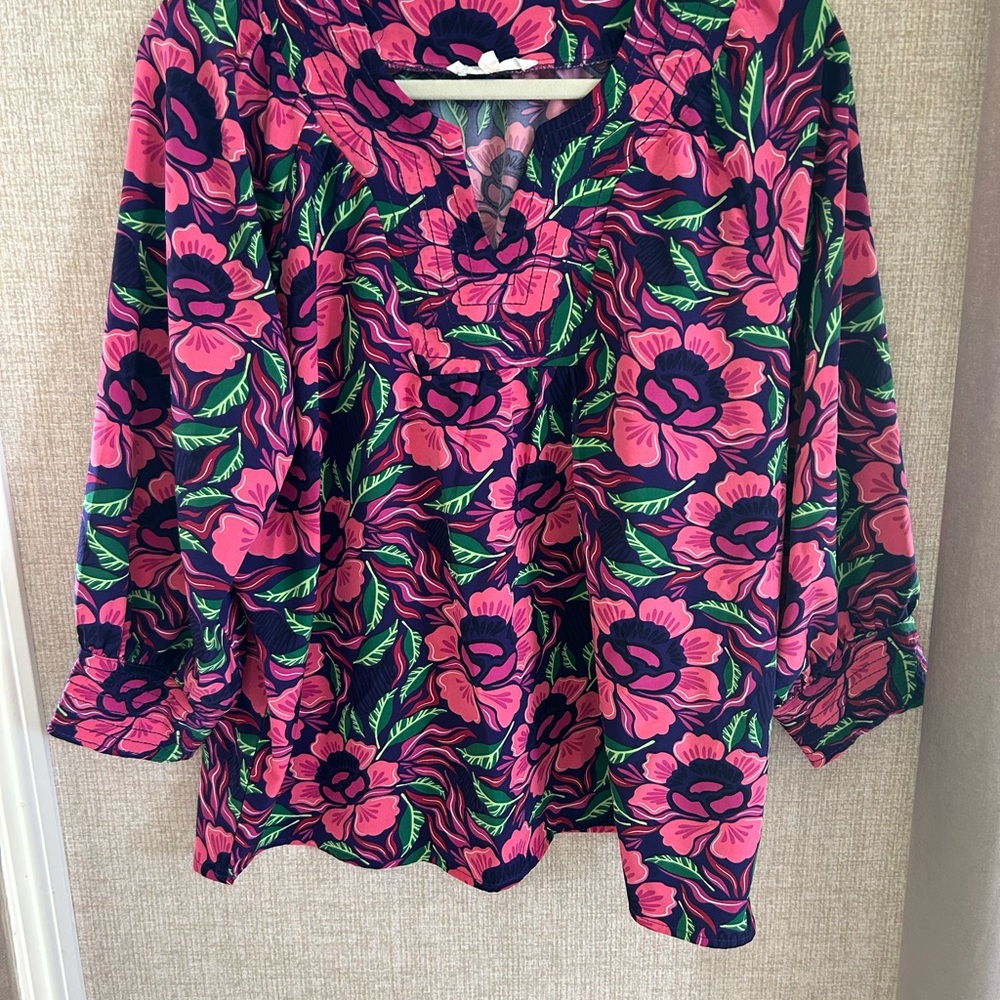 Floral Pink and Green Women's Top and Brown and Black Print Dress